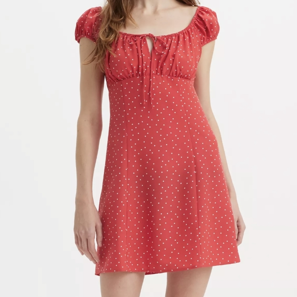 Levis Clementine Cap Sleeve Red Polka Dot Dress NWT Sz XS